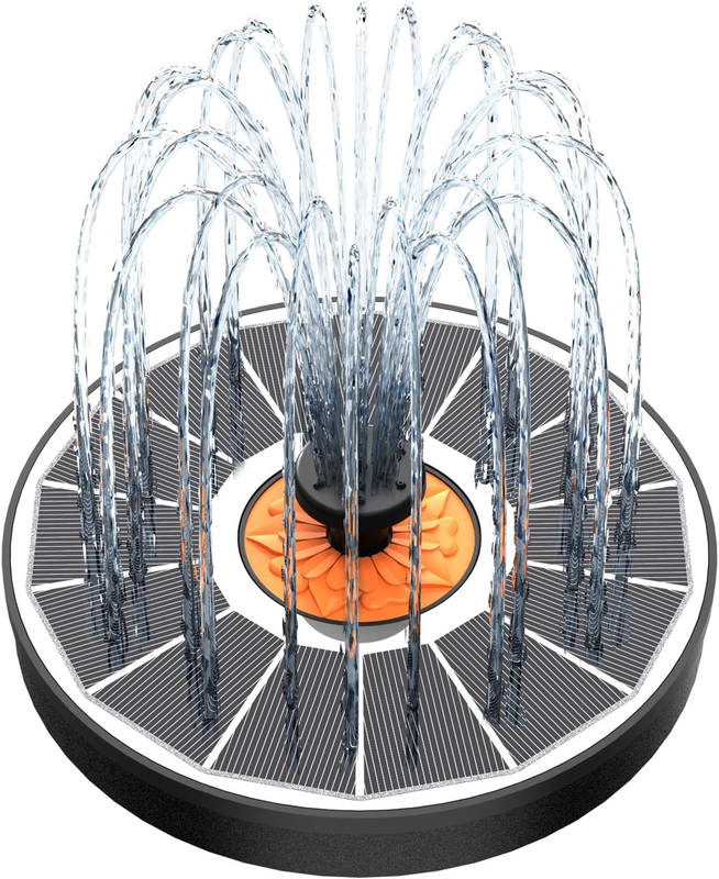 Solar Water Fountain Orange Flower, 3.5W Glass Solar Fountain No Battery with 4