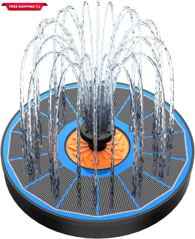 Solar Fountain Pump for Bird Bath Orange Flower-No Battery, 3.5W Glass Solar Fou