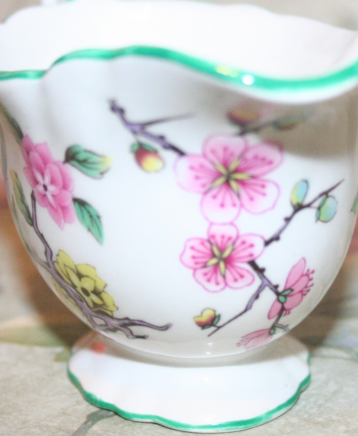 James Kent Old Foley Chinese Rose Mini Creamer Green Trim Made in England