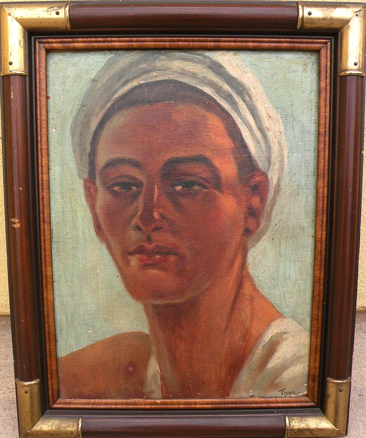 Orientalism old ca. 1915 painting Egyptian man Schwartz