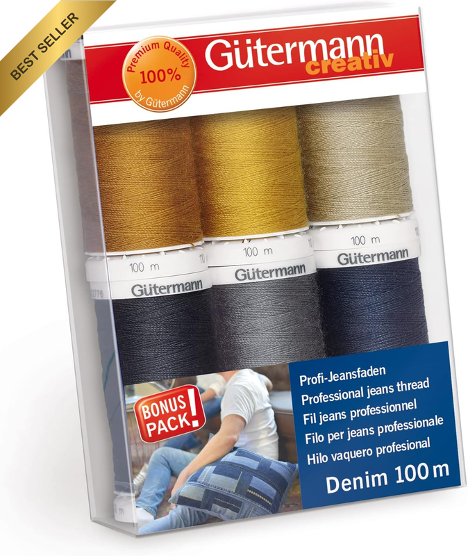Gutermann 731144-1 Thread Set Denim 100M X 6 Reels, Multicoloured