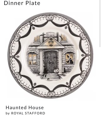 NEW Royal Stafford Halloween 1666 HAUNTED HOUSE Porcelain Dinner Plate