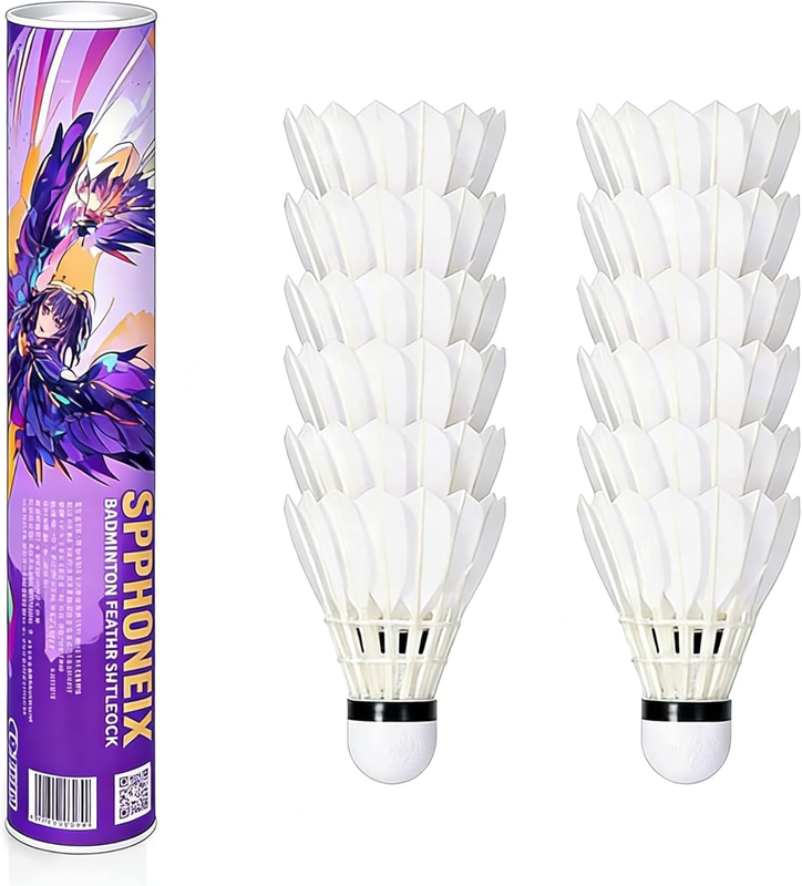 12-Pack Badminton Shuttlecocks Goose Feather Badminton Shuttlecocks with Tournam