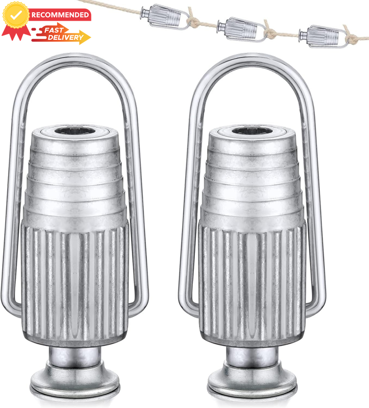 2 Pcs Metal Clothesline Pulley Tighteners, Heavy Duty Aluminum Tensioners