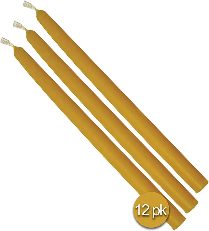 9 Inch Beeswax Taper Candles 12 Pack &ndash; Handmade, All Natural, 100% Pure Unscente