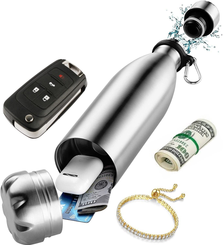Diversion Safe Water Bottle - Stainless Steel Bottle with Hidden Compartment for