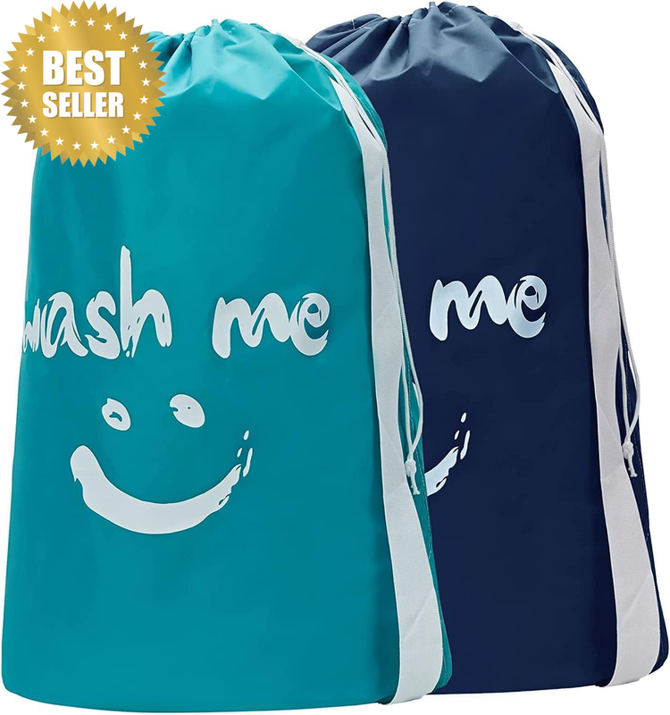 2 Pack XL Travel Laundry Bag with Strap, Dirty Clothes Organizer, Carry up to 4 