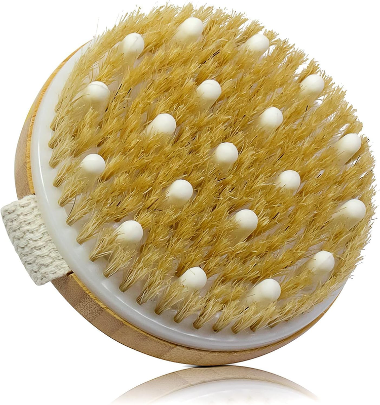 Bamboo Dry Body Brushes,Dry Body Scrubber for Skin, Blood Circulation, Cellulite