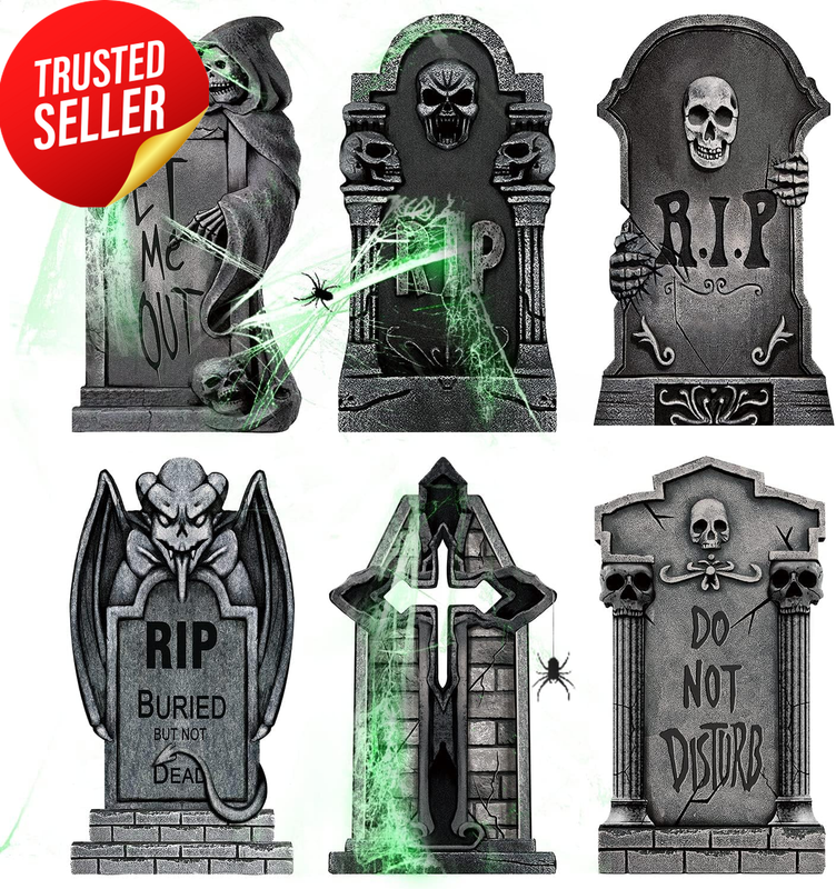 Halloween Tombstone Decoration 9Pcs 15In RIP Graveyard Yard Sign Plastic