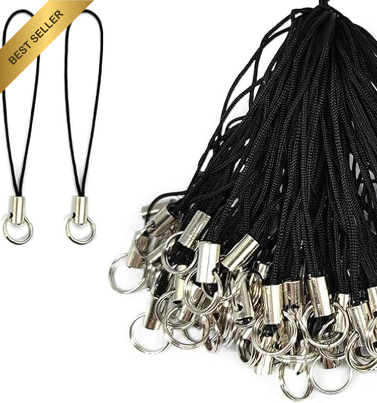 100Pcs Cell Phone Split Ring Strap - Detachable Ring Strap Phone Charm Cords (Bl