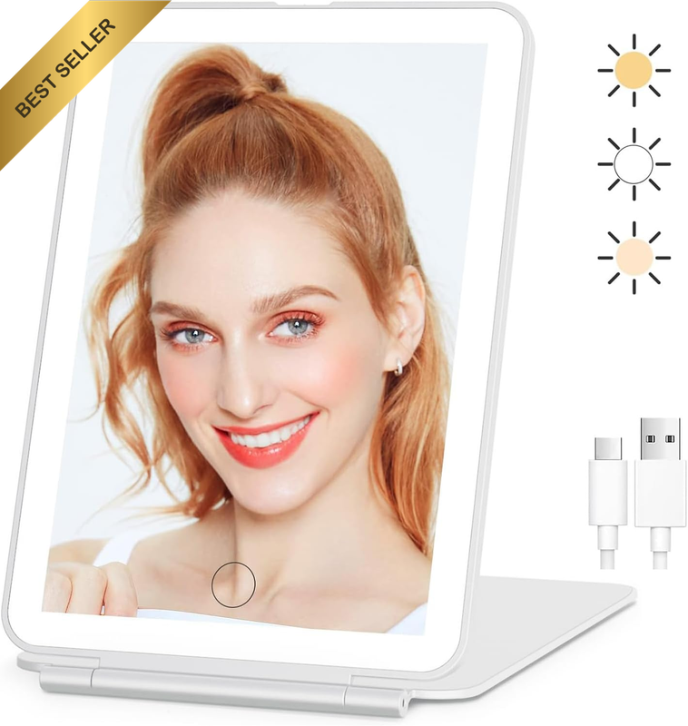 Rechargeable Travel Makeup Vanity Mirror with 72 Led Lights, Portable Lighted Ma