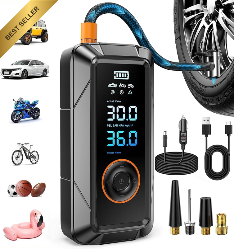 Tire Inflator Portable Air Compressor- [160 PSI] [1 Min Fast Inflate Tyre Pump]-