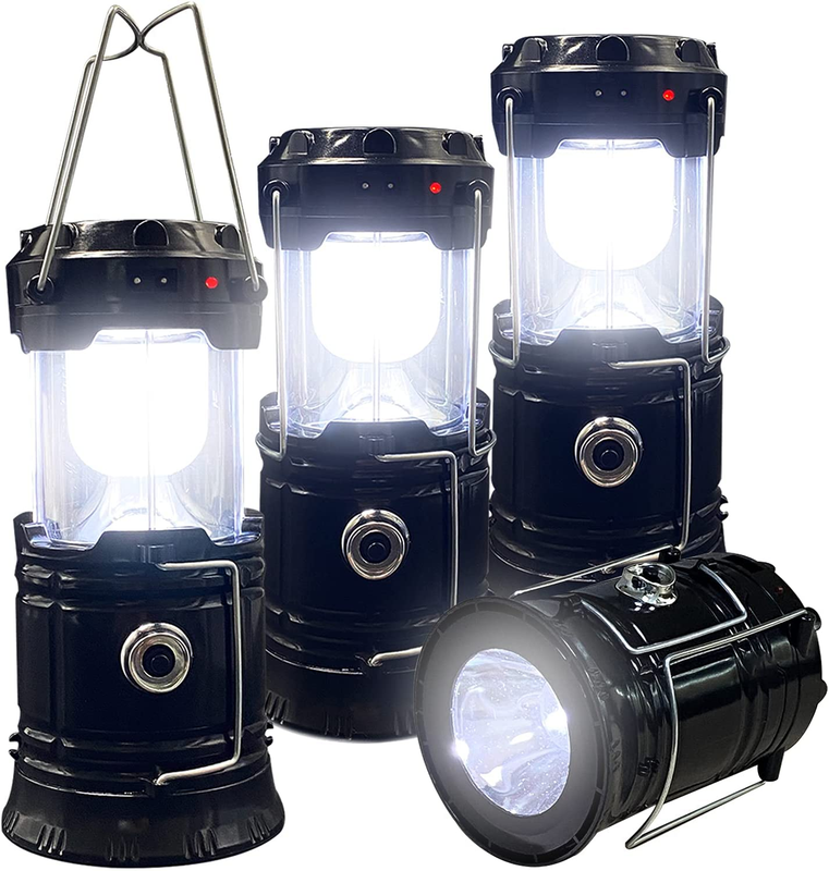 4-Pack Collapsible LED Camping Lanterns Solar USB Rechargeable...