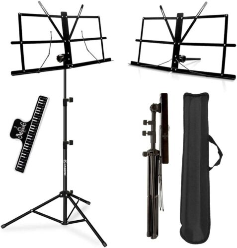 Portable Professional Music Stand, Collapsible Set With Clip And Bag