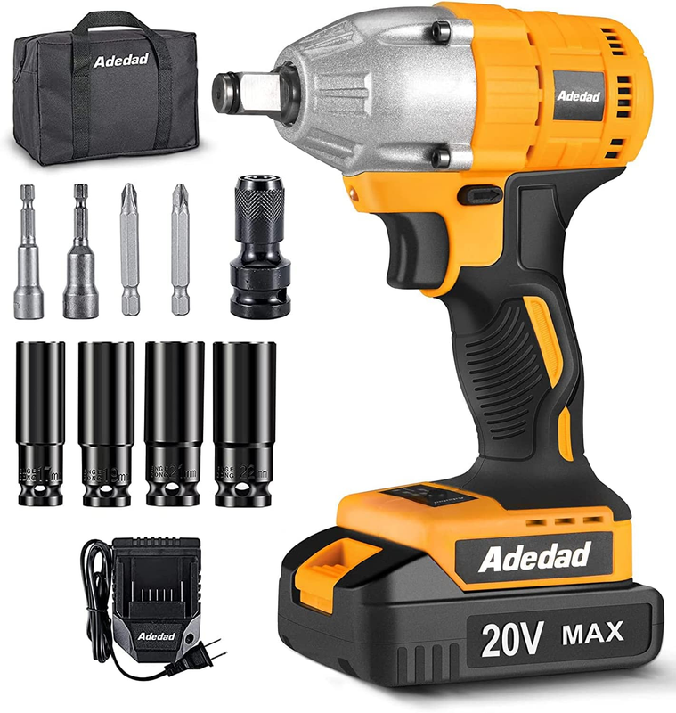 Cordless Electric 1/2'' Impact Wrench Gun Brushless 20V High Torque 240 Ft-Lbs