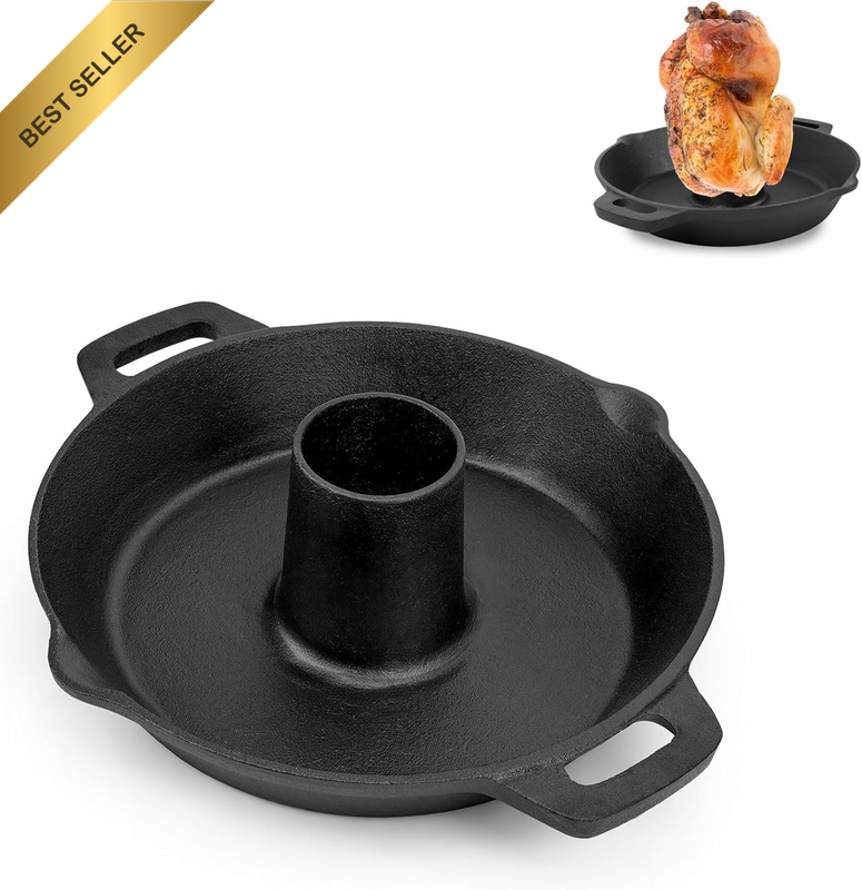 Cast Iron Chicken Roaster,Heavy-Duty Beer Can Chicken Holder 28Cm,Cast Iron Poul
