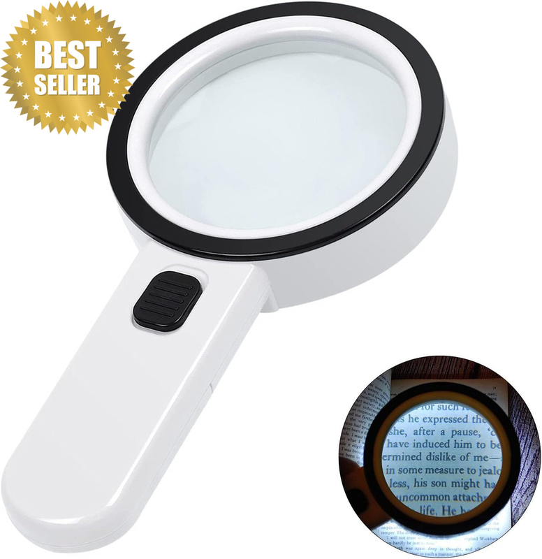 Magnifying Glass with Light, 30X Handheld Large Magnifying Glass 12 LED Illumina