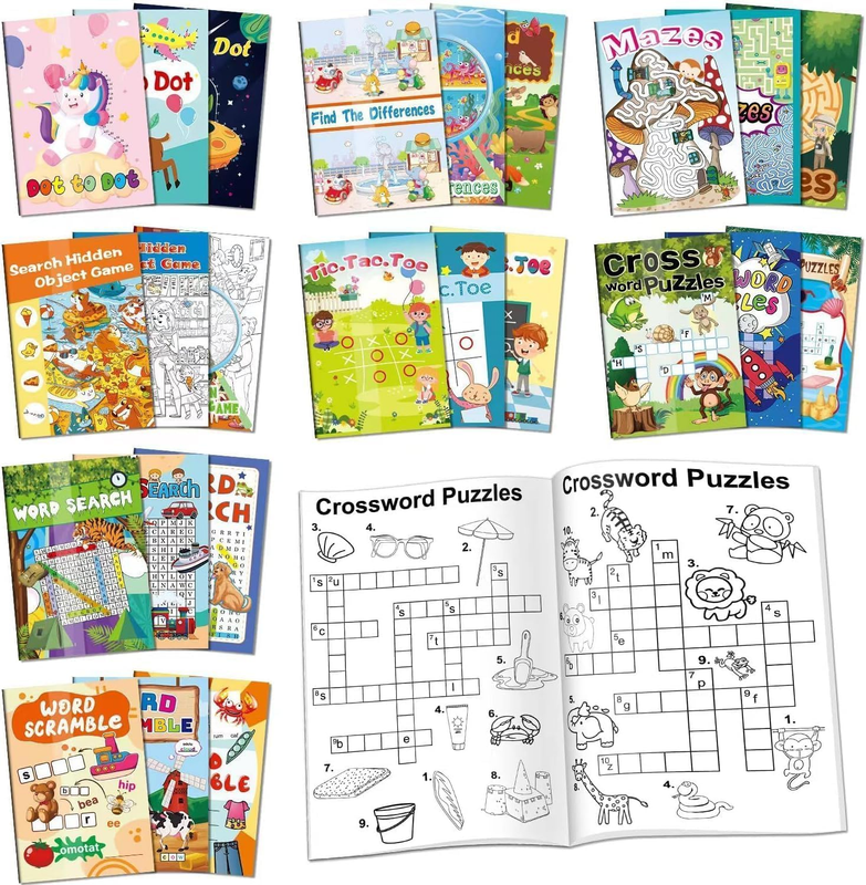 24 Mini Activity Books for Kids Ages 4-8 8-12,Fun and Challenges Include Mazes,