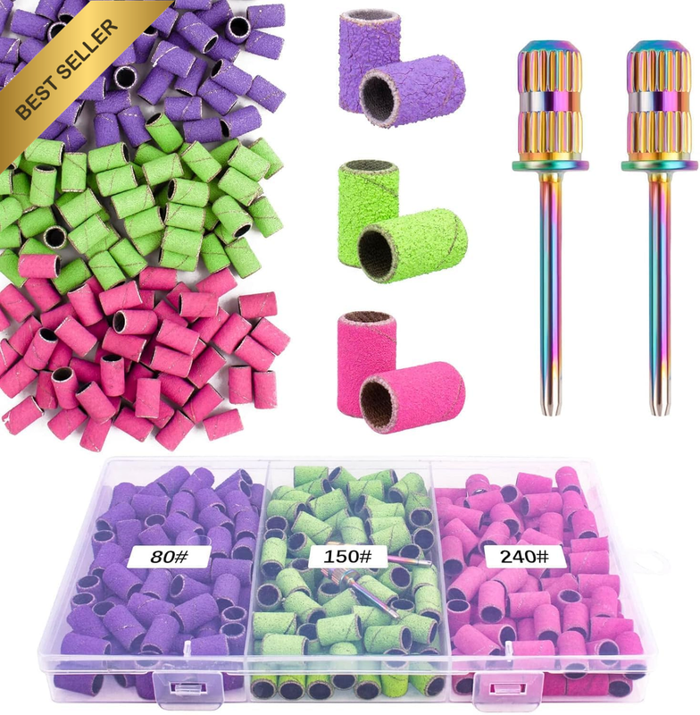 Sanding Bands for Nail Drill Sanding Bands#80#150#240 Grits 210Pcs Color Coarse