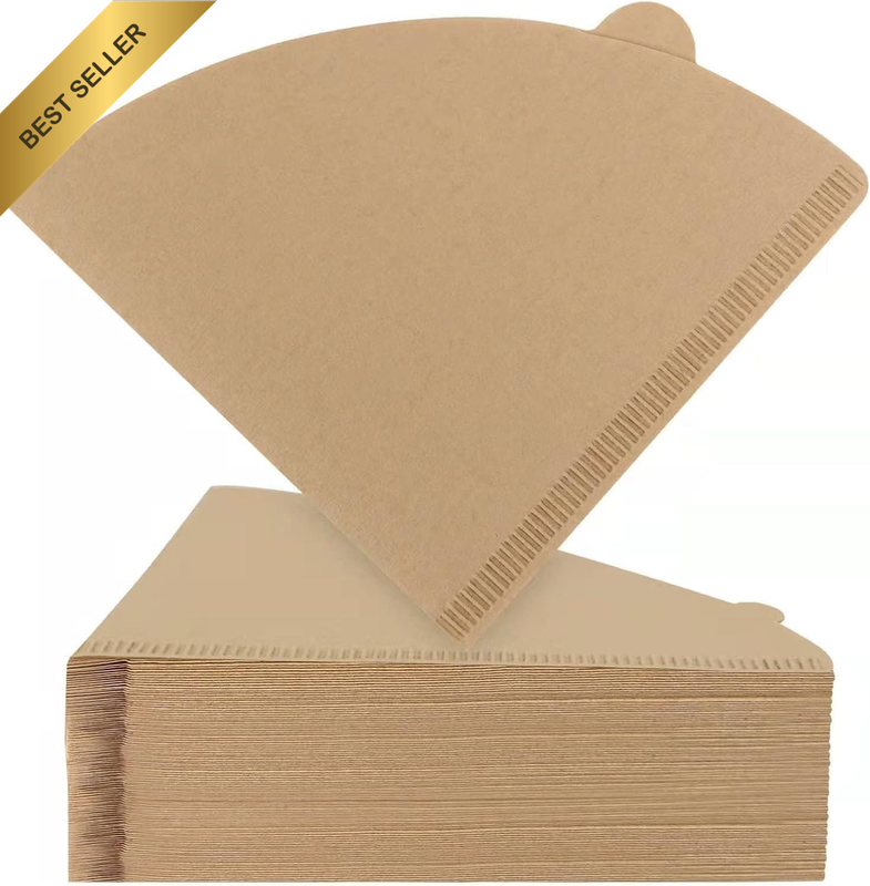 Coffee Filter Papers, Cone - Shaped Coffee Filters, 100 Pieces of Disposable Unb