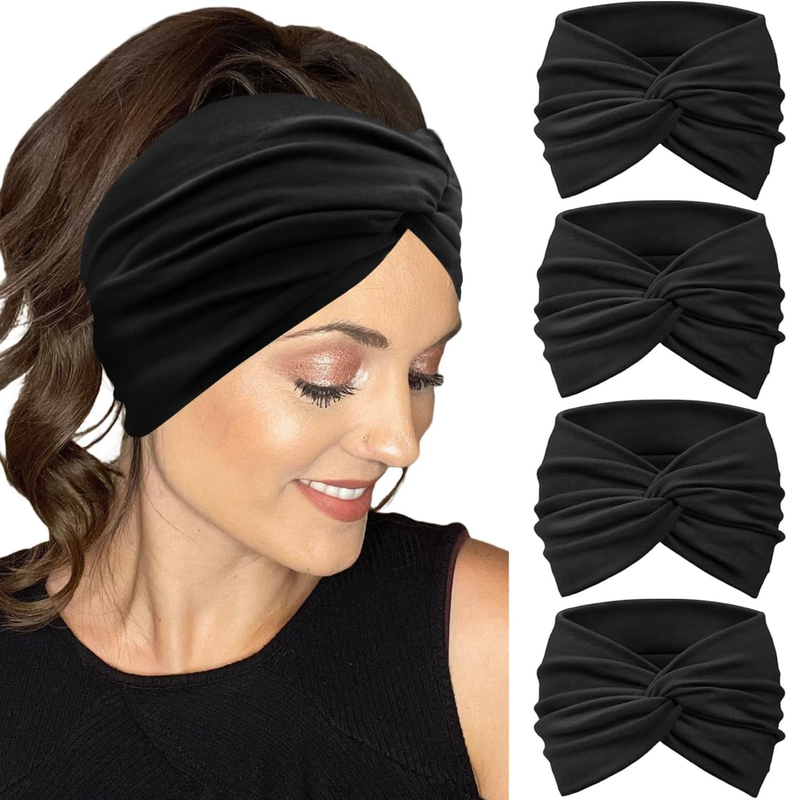 Extra Wide Headbands for Women Non-Slip, Large Twist Knotted Stretchy Wraps Head
