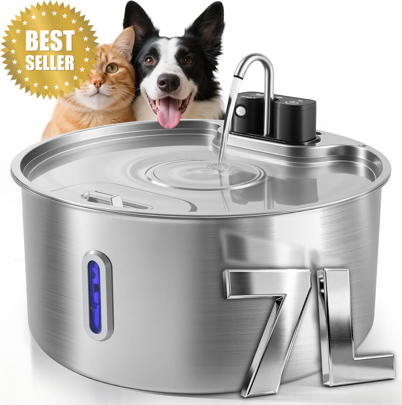 Dog Water Fountain, 7L/1.8Gal Wireless Dog Water Dispenser