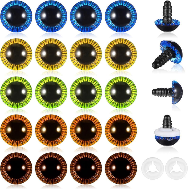 20Pcs 15Mm Colored Crochet Eyes with Washers Safety Eyes for Plastic Craft Eye C