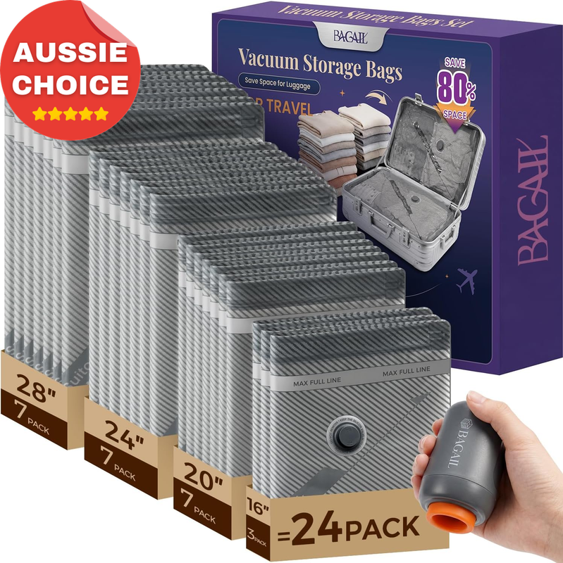 24 Pack Vacuum Storage Bags with Pump Travel Compression Space Saver