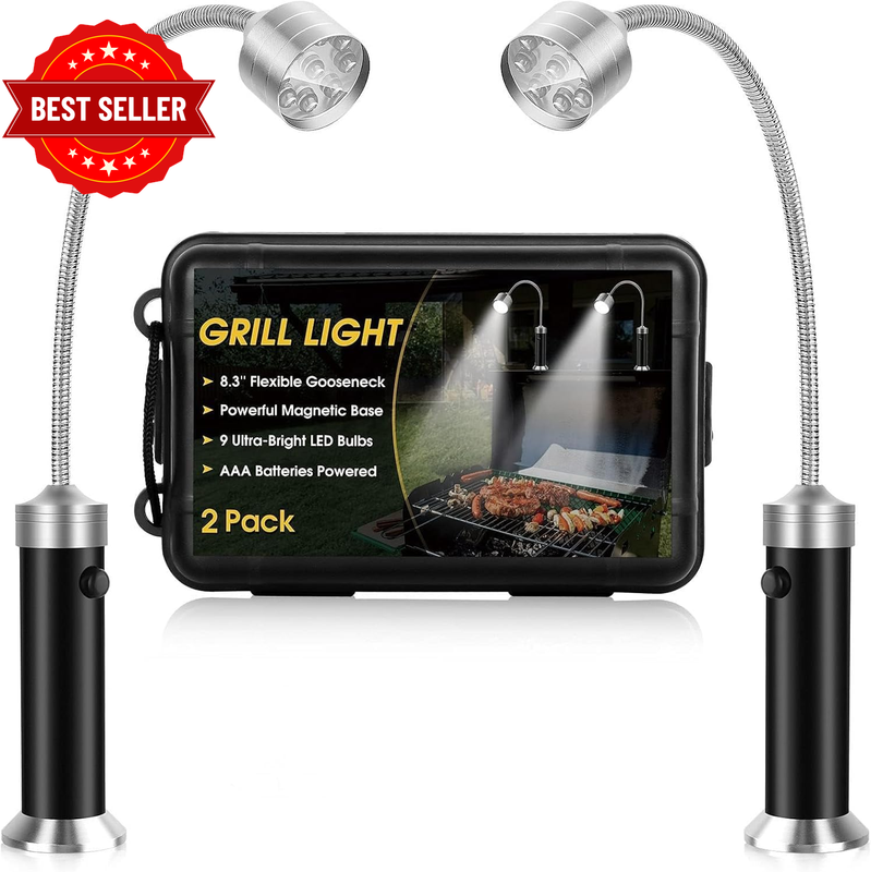 Magnetic BBQ Grill Light 2 Pack, Barbecue Light with 360° Rotation