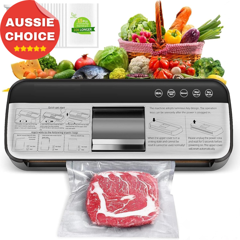 Automatic Food Vacuum Sealer 85Kpa High Suction Seal Machine Kitchen Tool