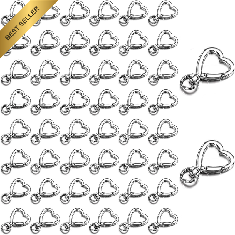 50 Pcs Metal Heart Shape Keychain, Keychain Rings for Crafts, Key Jewelry DIY Cr