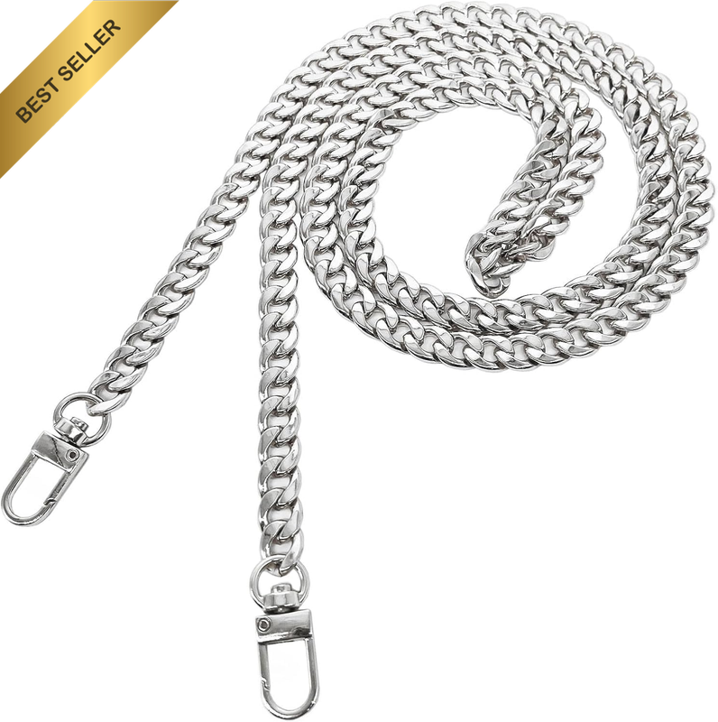 Adjustable Handbag Chain Strap for Purses & Totes, Silver Metal Replacement Shou