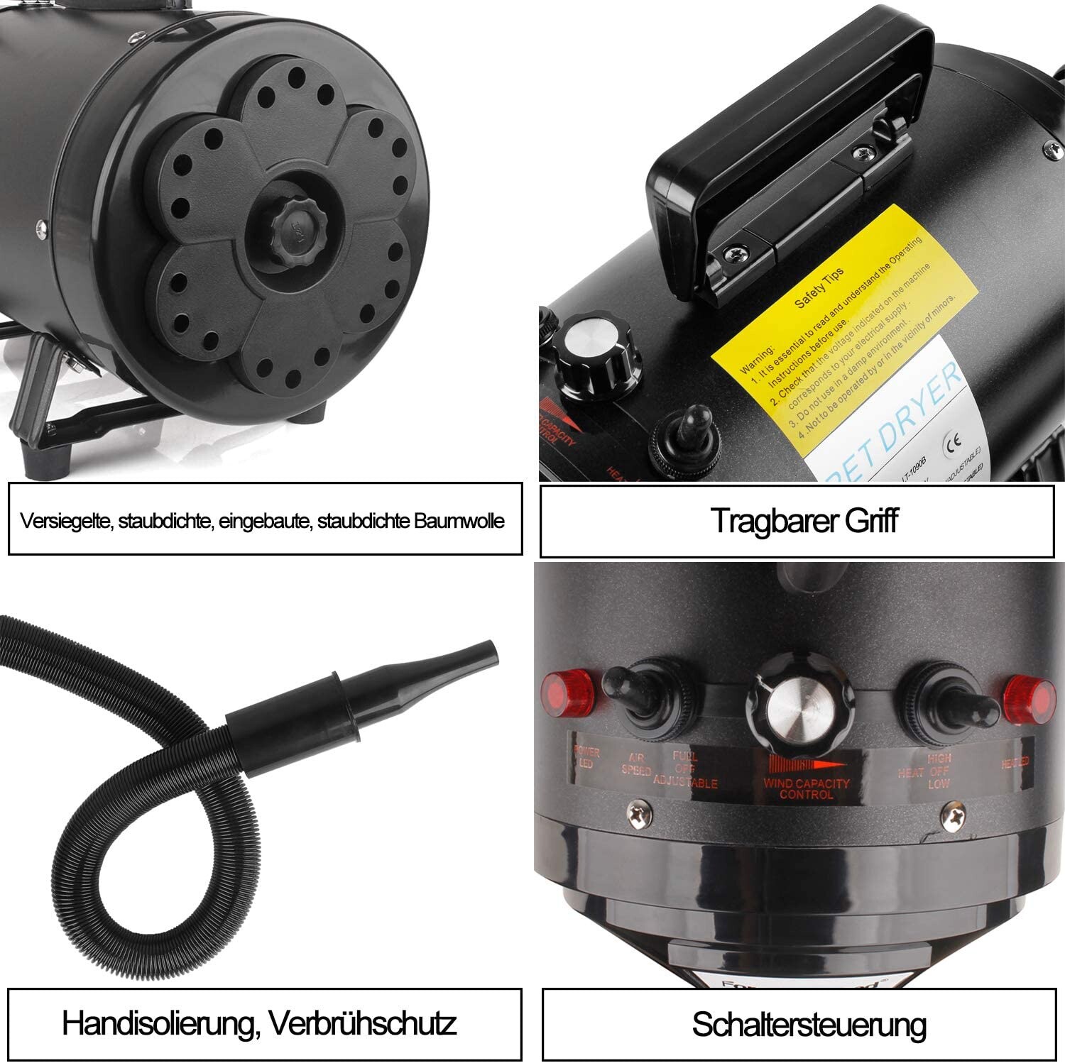 2400W Hundefön Flüsterfön Tierfön Hunde Fön Pet Dryer Hundetrockner