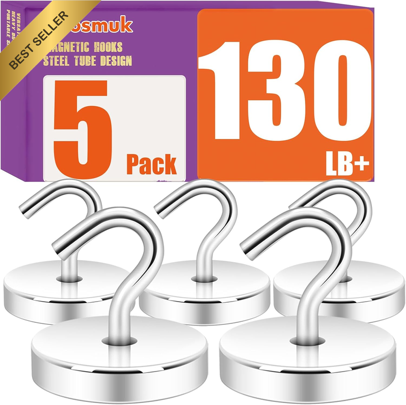 Magnetic Hooks Heavy Duty,50Kg+ Strong Magnet with Hook for Fridge, Super Neodym