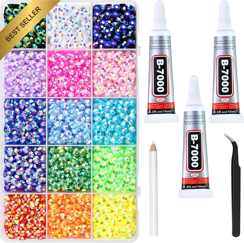 4000PCS 5MM Resin Jelly Rhinestones for Crafts Nails, 15 Colors SS20 Flatback Rh
