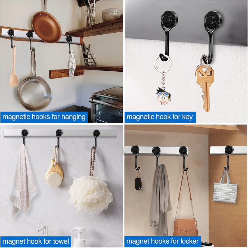 Magnetic Hooks, Strong Magnetic Hooks for Cruise Cabins, Black Swivel Magnetic H