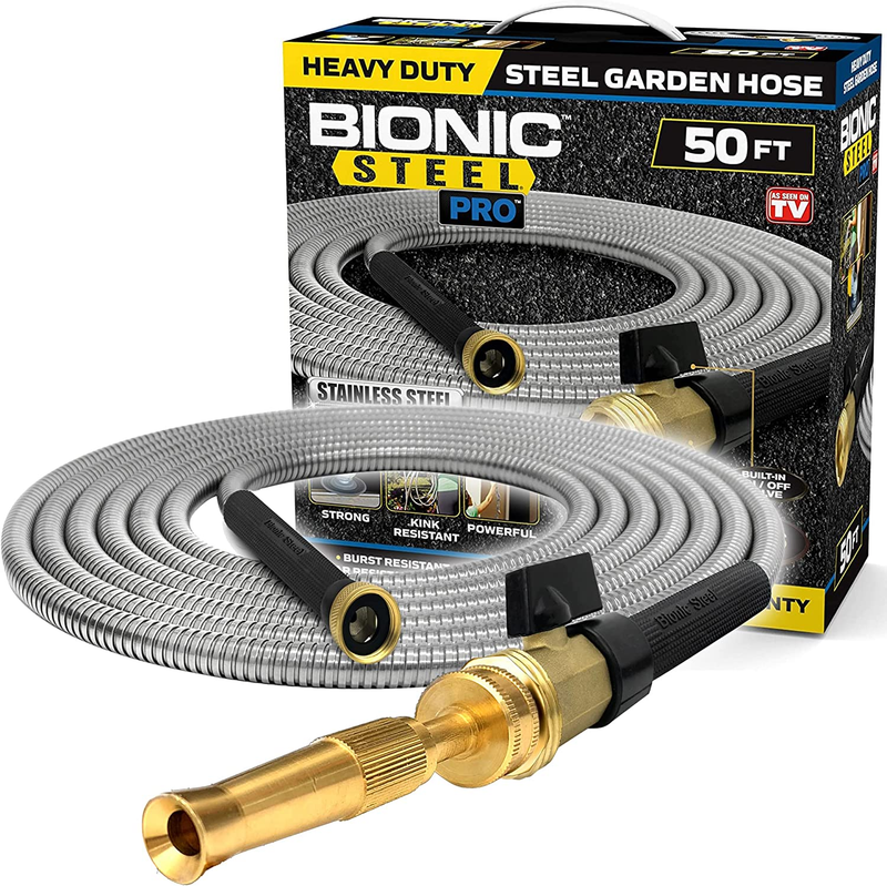 - 304 Stainless Steel Metal 50 Foot Garden Hose –
