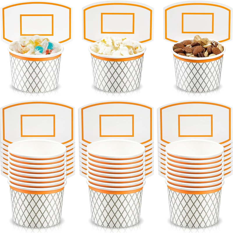 Suclain 24 Pcs Basketball Hoop Snack Cups Basketball Party Decorations
