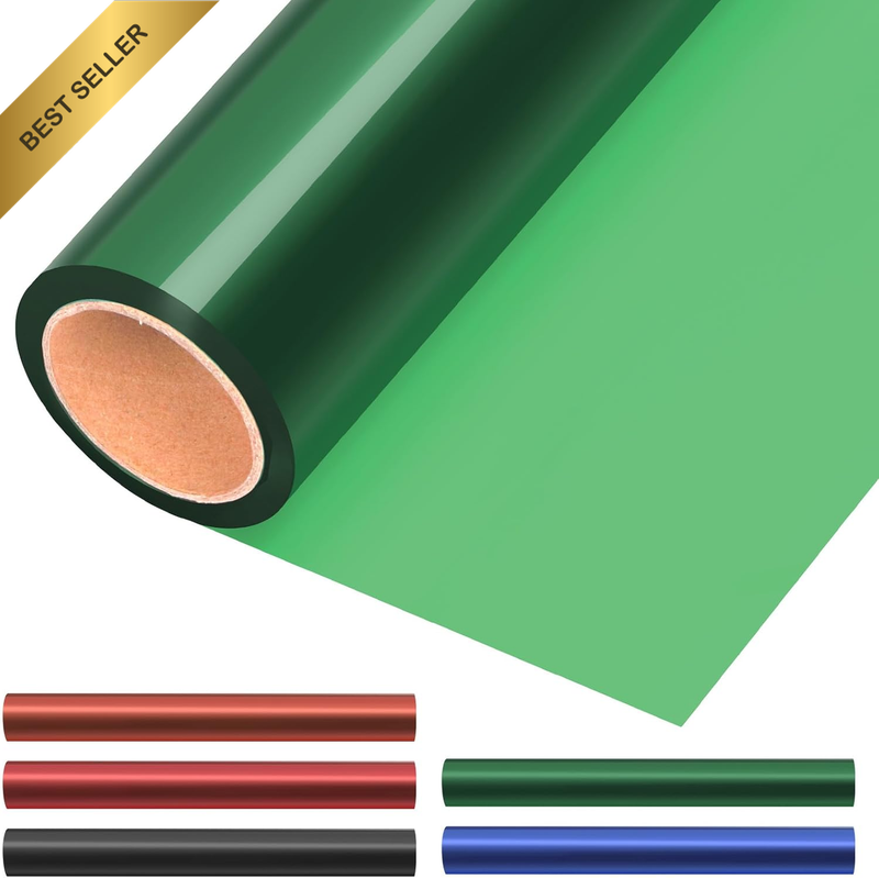 15.7 Inch X 98 Feet Green Cellophane Wrap Roll, 2.3 Mil Thick Transparent Colore