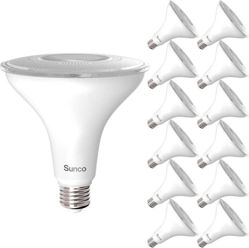 Sunco 12 Pack PAR38 LED Flood Light Outdoor Bulb, Waterproof Bright Dimmable, 13