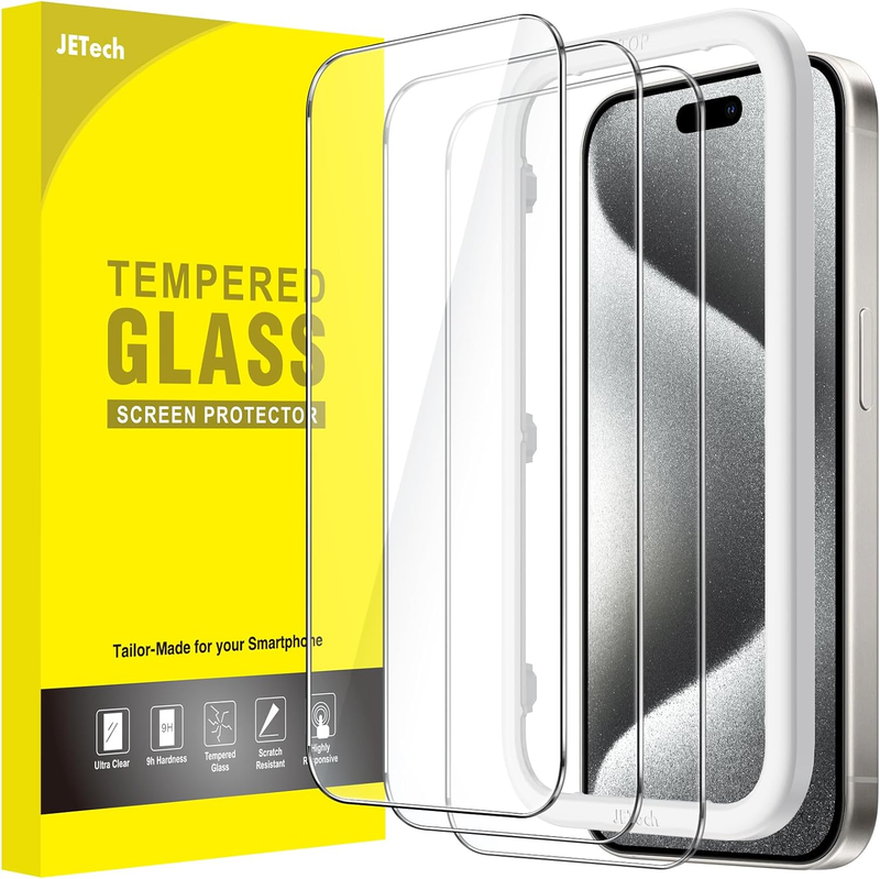 Screen Protector for iPhone 15 Pro 6.1-Inch, Tempered Glass Film with Easy Insta