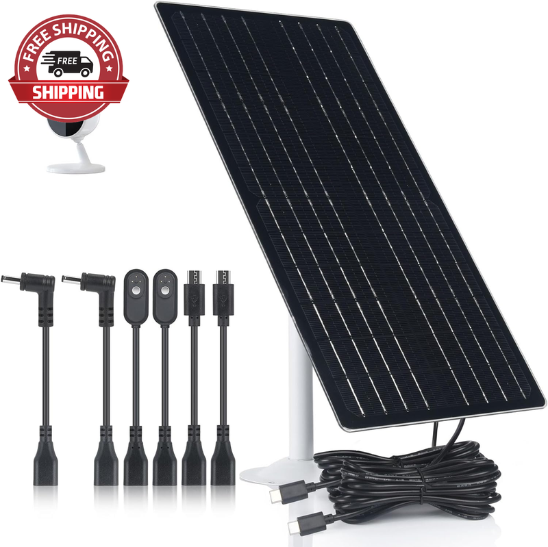 Solar Panel for Security Camera 12W5V,Solar Panel Charger with 2 X 13.1Feet/4M T