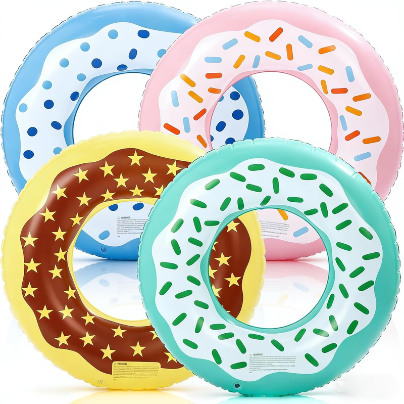 4 Pack Donut Pool Floats Adults Large 36 Inc Inflatable Swim Ring Party Floaties
