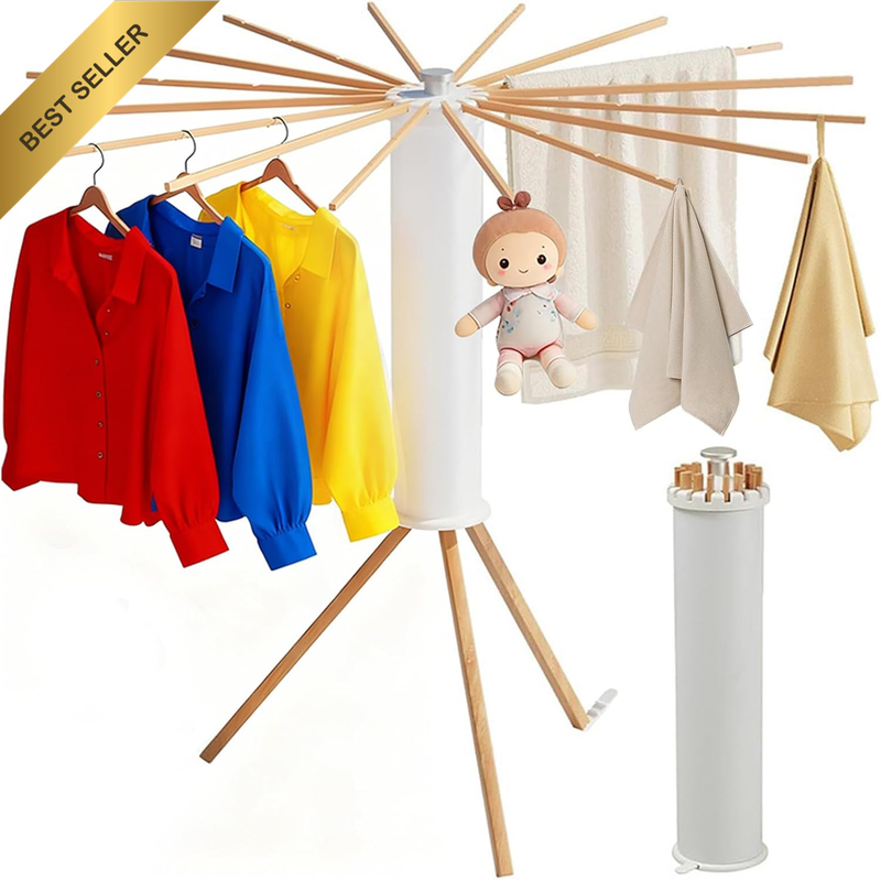 Tripod Clothes Drying Rack Wooden Drying Rack, Laundry Hanger Dryer Rack,Portabl