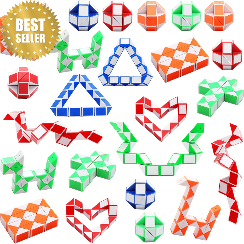 24 Pack 24 Blocks Magic Snake Cube, Mini Snake Speed Cubes, Twist Puzzle Toys fo