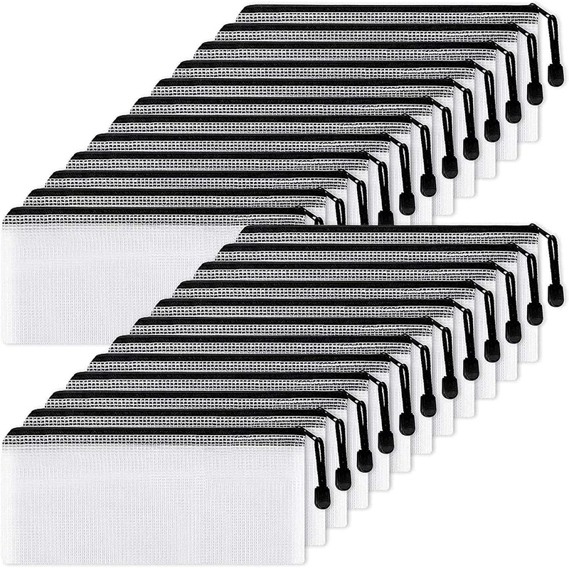 24Pcs Mesh Zipper Pouches, Pencil Pouch Bulk, 9.5&Atilde;&mdash;4.5 In