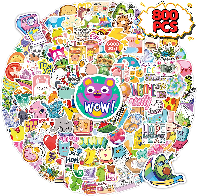 800 Pcs Cute Stickers for Teens Water Bottle Stickers for Kids, Waterproof Aesth