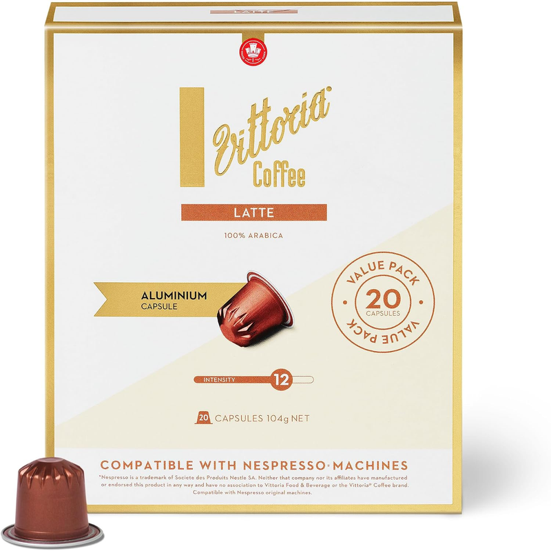 Latte Nespresso* Compatible Coffee Pods, 20 Pack