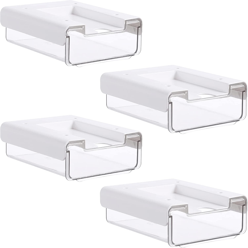 4 Packs Self-Adhesive under Desk Drawer Slide Out up to 10 L