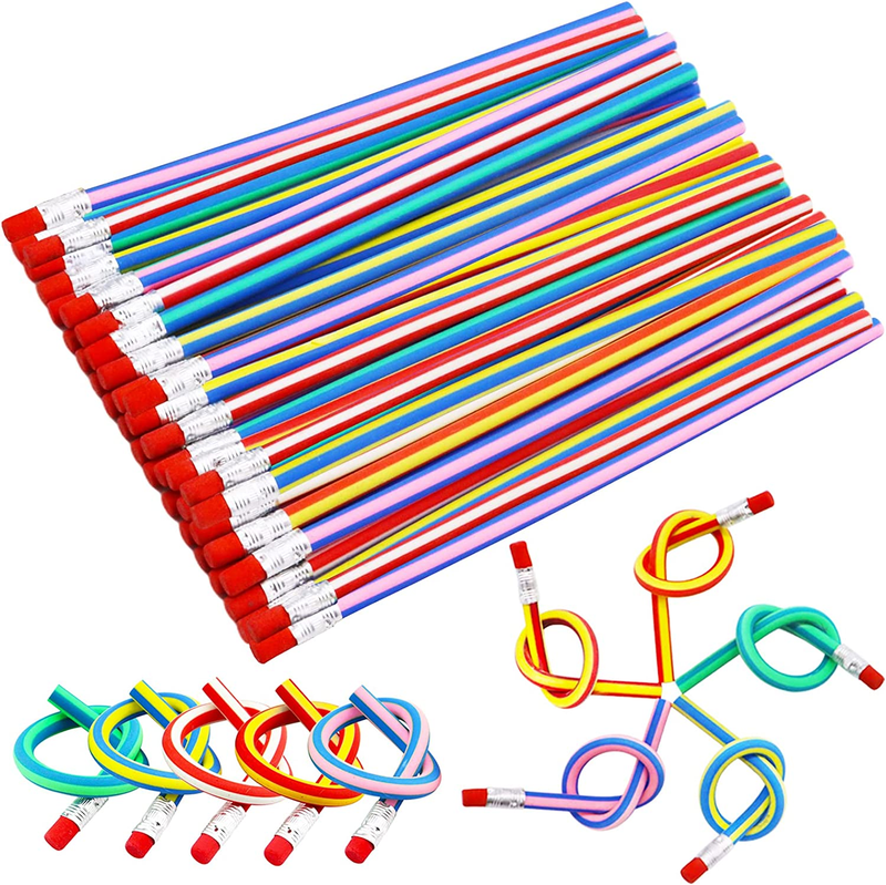 ,colorful Striped Soft Pencil With Eraser,magic Soft